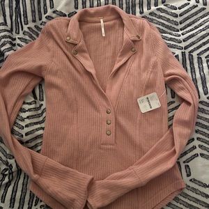 Size extra small pink, free people, long sleeve, shirt, new with tags